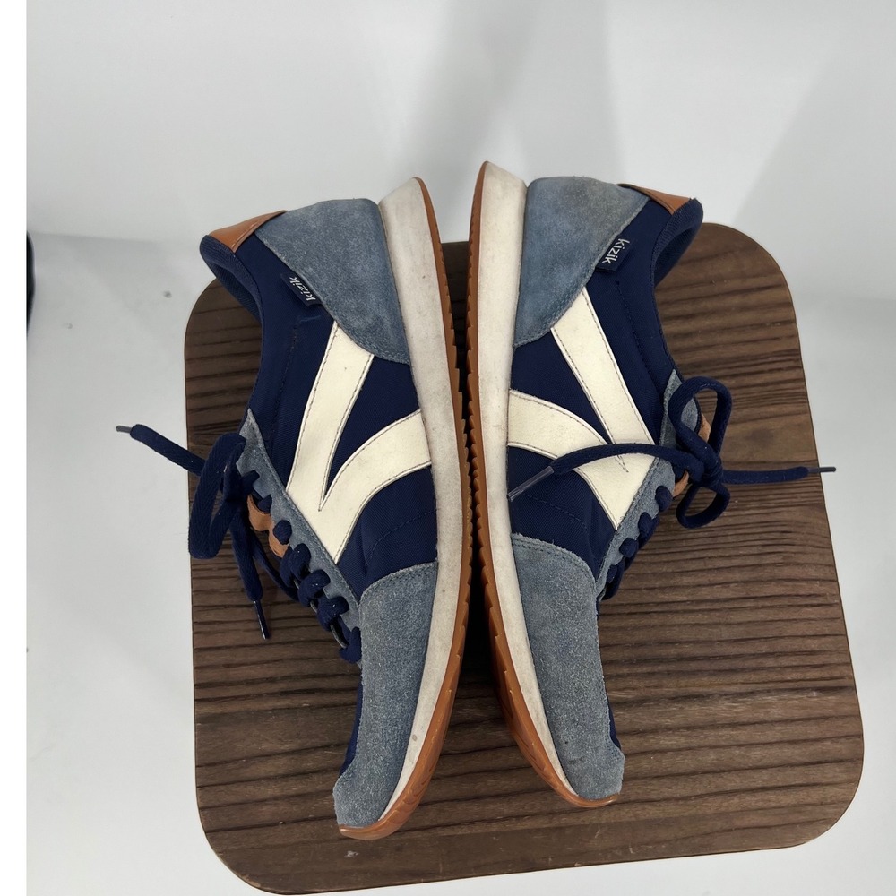 Kizik Milan Hands Free Sneakers Men's 10 Navy Blue Suede Retro Runner Slip-On - Picture 6 of 10